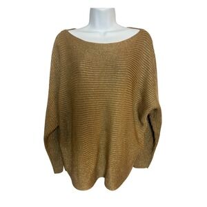 Lauren Ralph Lauren Black Label 2X Gold Metallic Knit Sweater Luxury‎ Pullover